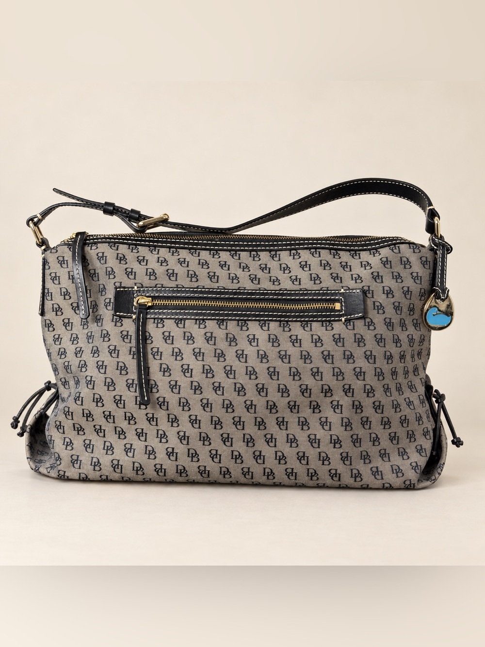 DB Monogram Shoulder Bag – Gray & Black – Pre-Owned